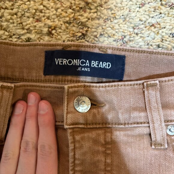Veronica Beard Carson Ankle Flare High Rise Jeans Tan Sierra Brown - Picture 4 of 16